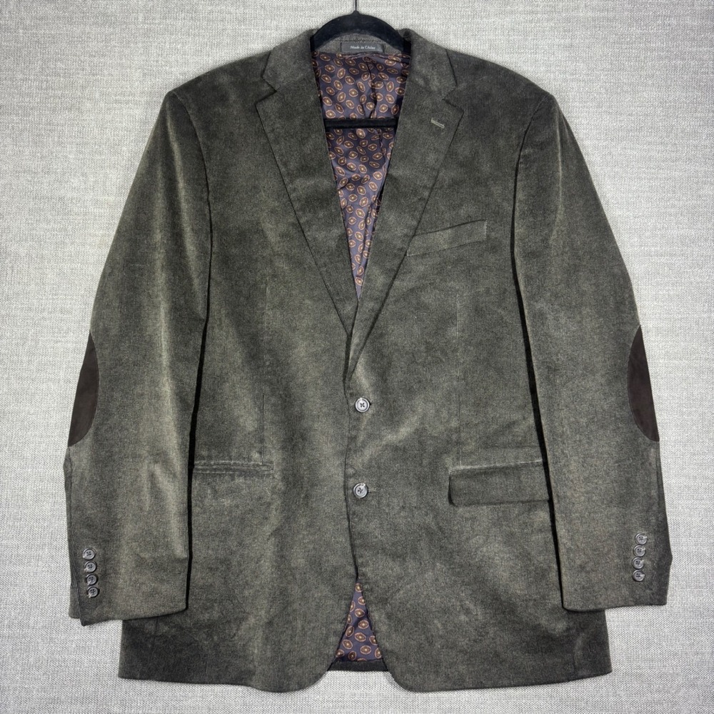 Ralph Lauren CHAPS Mens 44L Olive Green Corduroy Blazer Elbow Patches Sport Coat